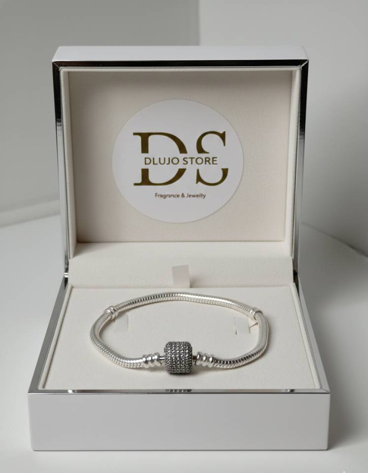 Pulsera Estilo Pandora Tambor Brillante en Plata de Ley 925