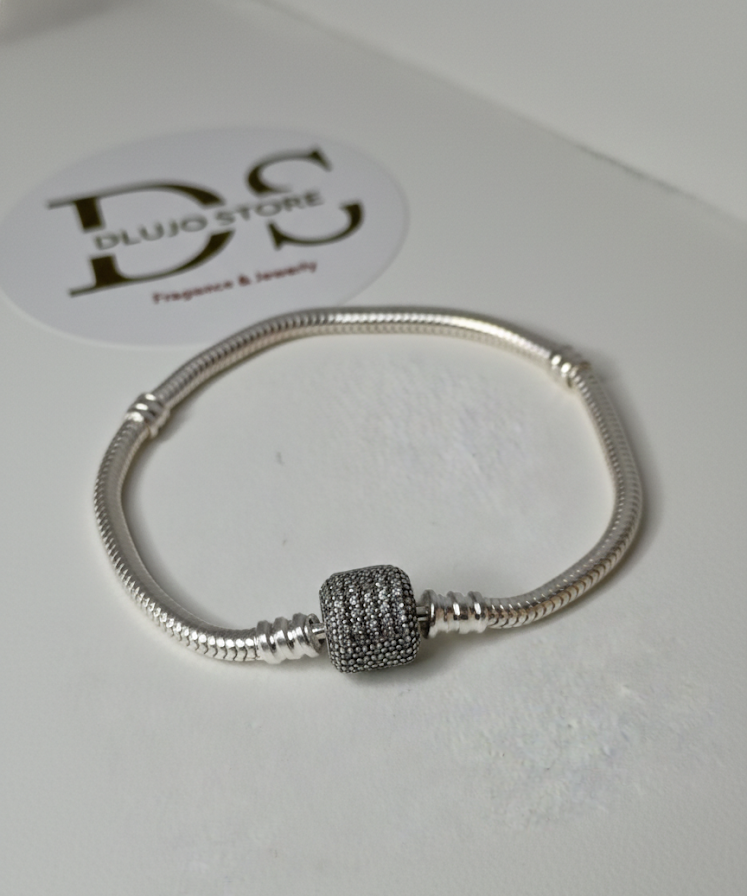 Pulsera Estilo Pandora Tambor Brillante en Plata de Ley 925