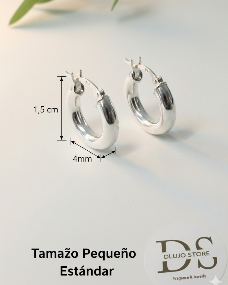 Arracadas “Mini Chunky” en Plata de Ley 925 – 1.5 cm