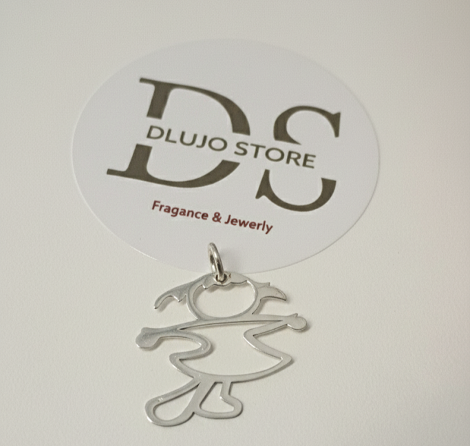 Dije Silueta de Niña Alegre en Plata de Ley 925