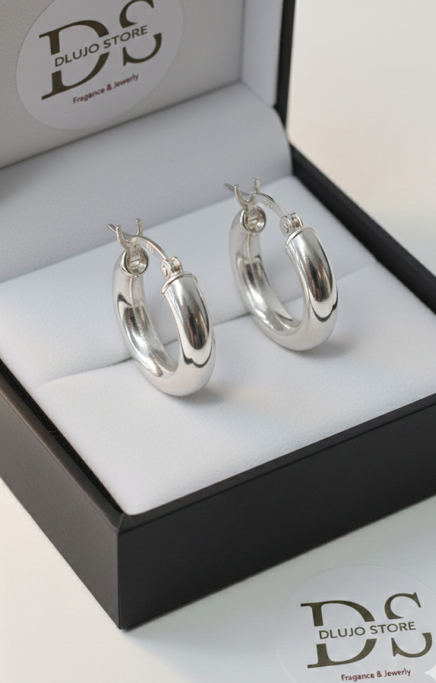 Arracadas “Mini Chunky” en Plata de Ley 925 – 1.5 cm