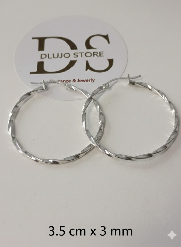 Arracadas “Textura Twist” en Plata de Ley 925 – 3.5 cm