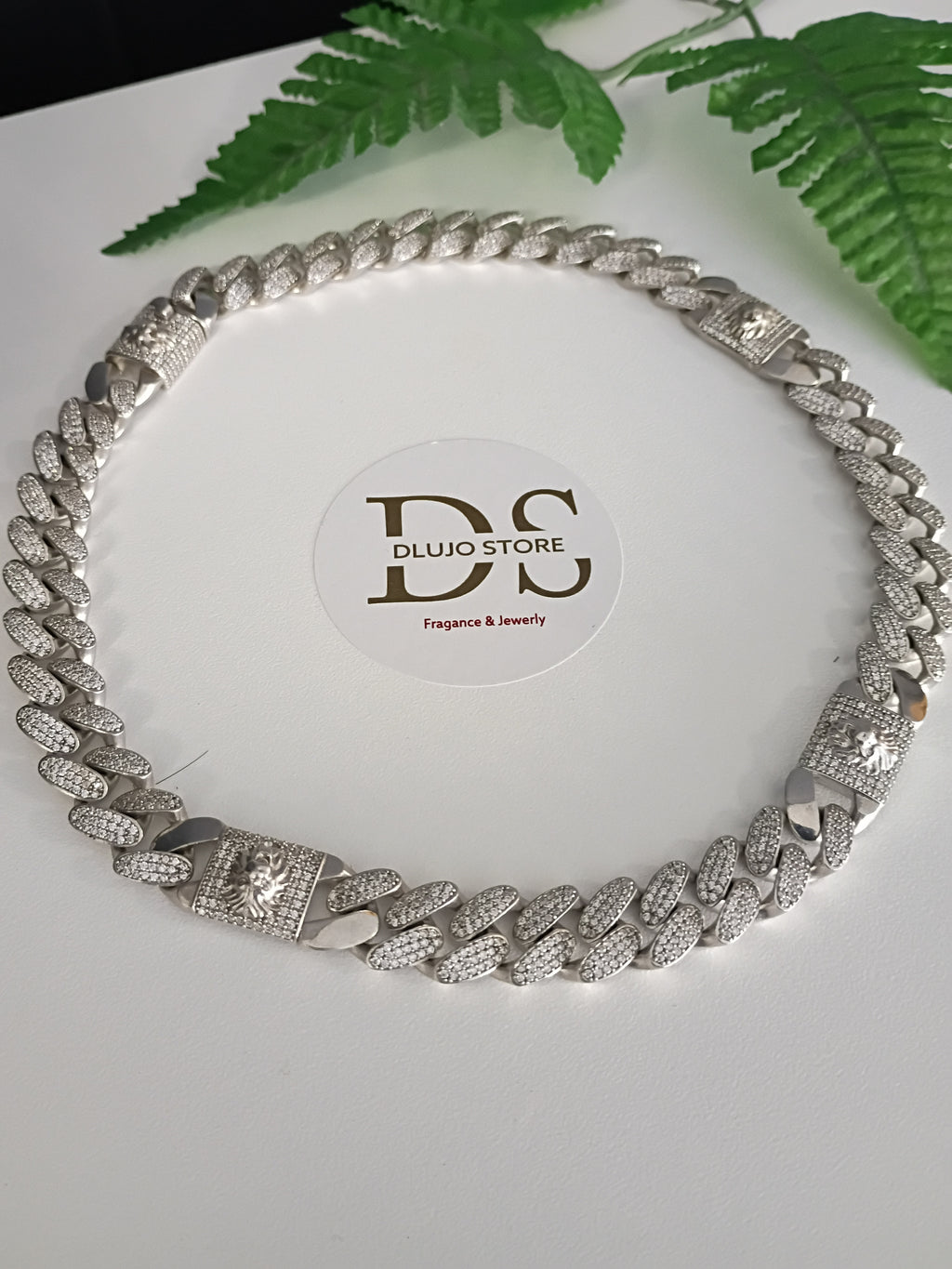 Cadena Cubana con Detalles Estilo Gucci en Plata 925