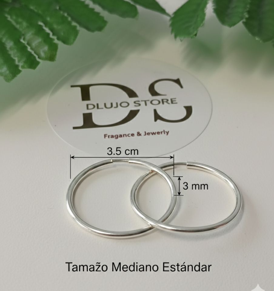 Smooth Hoop Earrings in 925 Sterling Silver – 3.5 cm