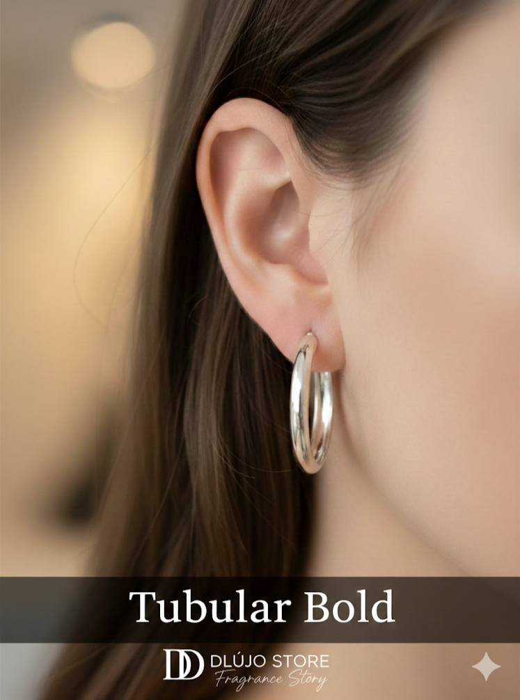 “Tubular Bold” Hoop Earrings in 925 Sterling Silver – 4 cm