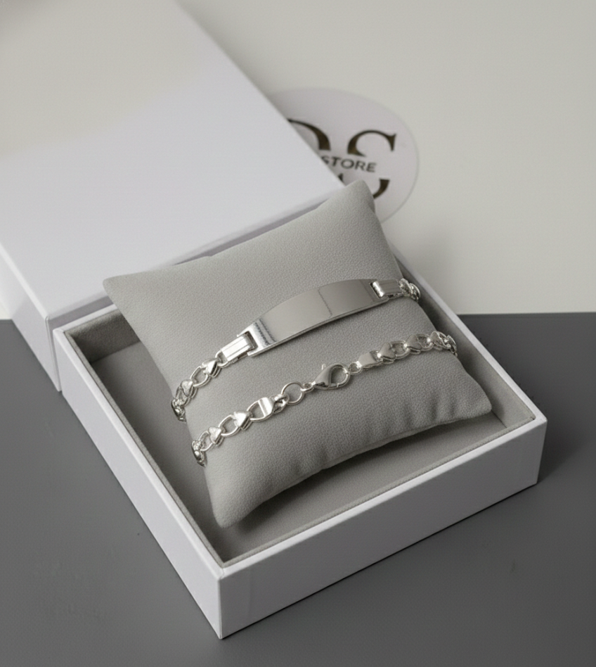United Hearts Identity Bracelet in 925 Sterling Silver