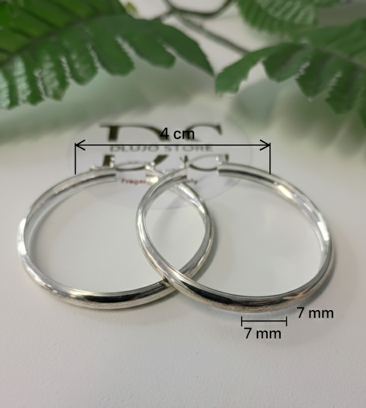 “Tubular Bold” Hoop Earrings in 925 Sterling Silver – 4 cm