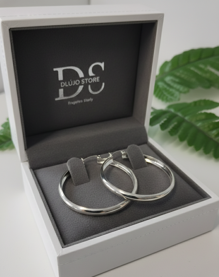 “Tubular Bold” Hoop Earrings in 925 Sterling Silver – 4 cm
