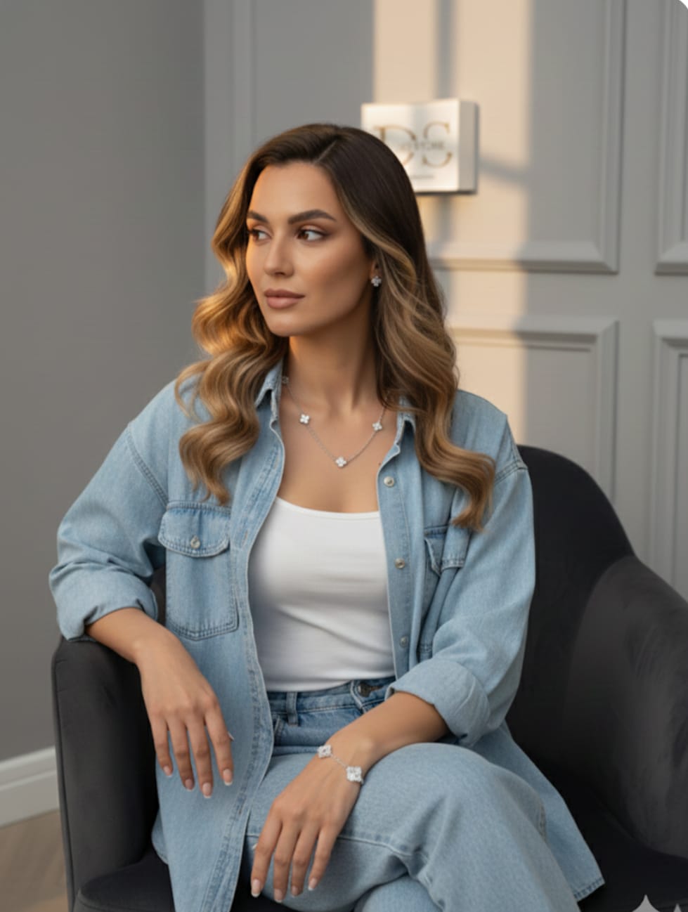 Collar Largo de Tréboles en Plata 925