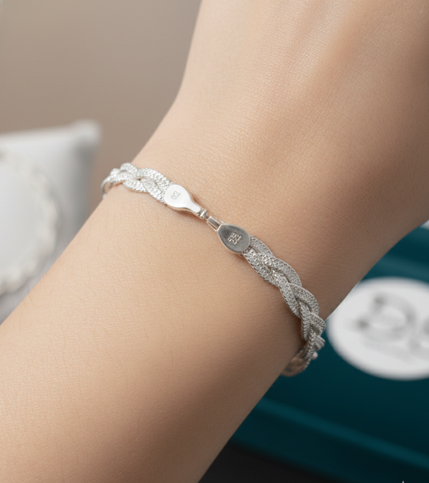 Pulsera Trenzada en Plata de Ley 925