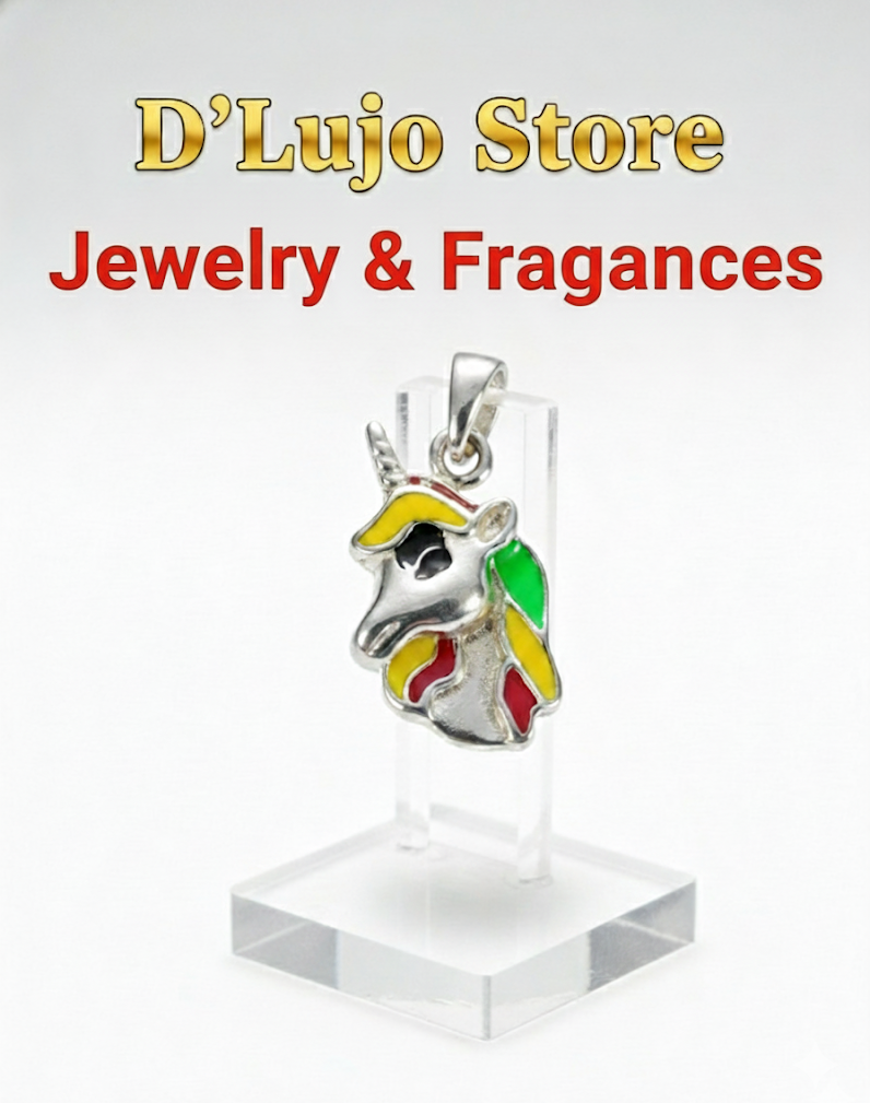 Dije de Unicornio en Plata 925 con Esmalte Multicolor