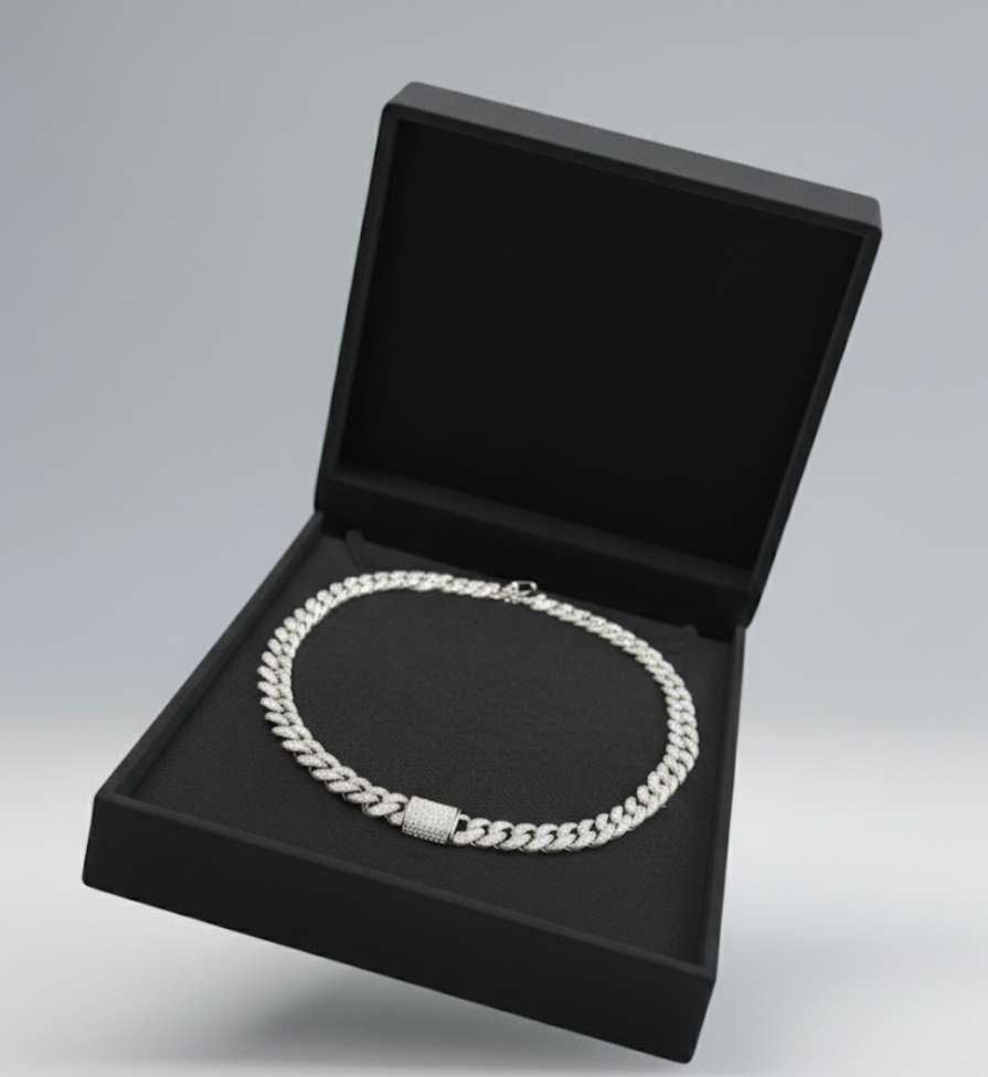 Cadena Cubana con Circonias en Plata 925