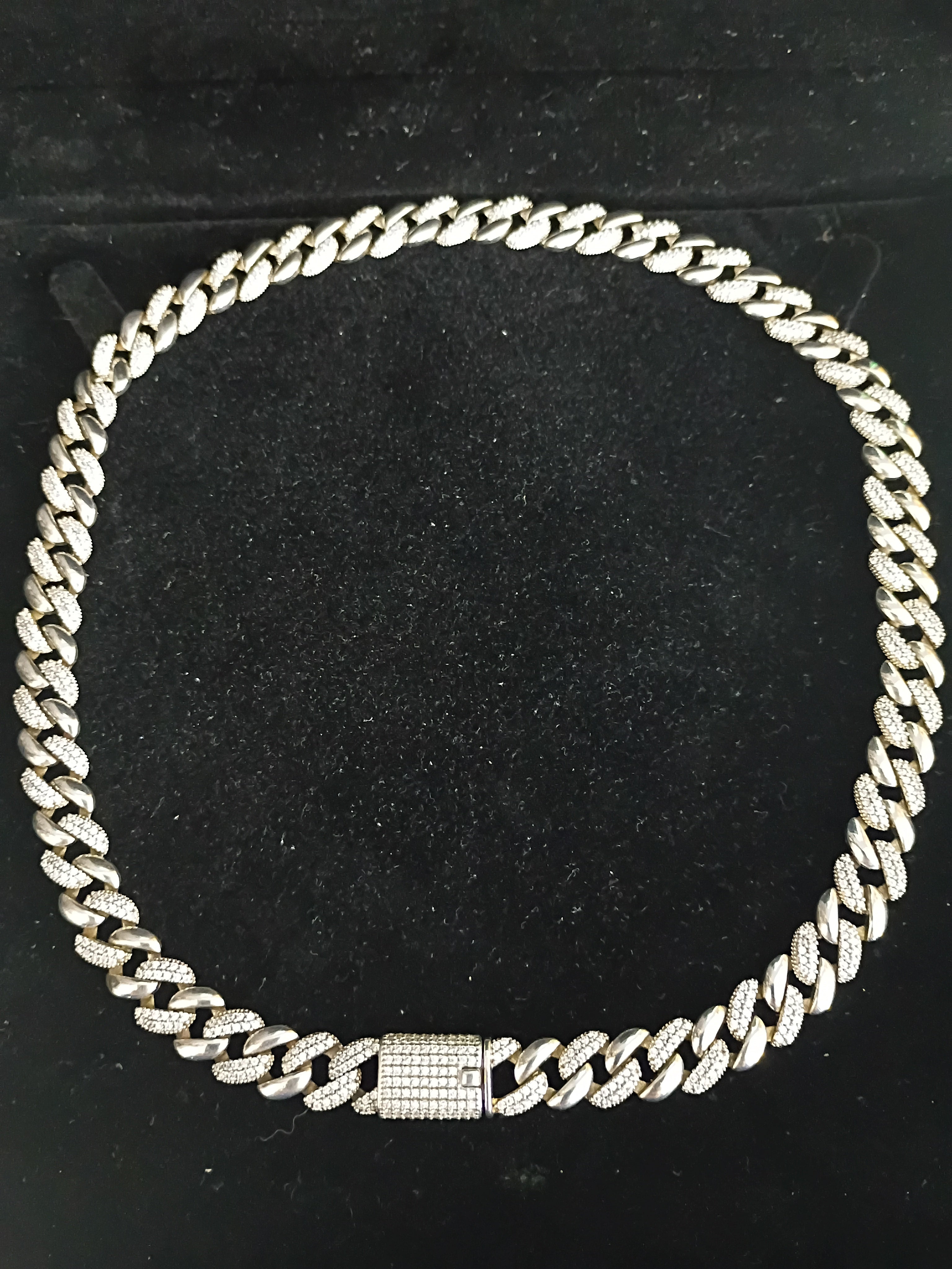 Cadena Cubana con Circonias en Plata 925