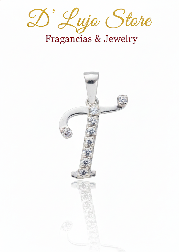 Dije Inicial Letra “T” en Plata de Ley 925 con Circonias