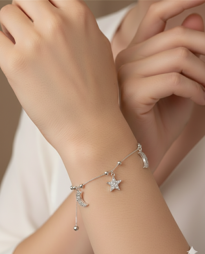 Pulsera Cosmos “Luna y Estrella” en Plata de Ley 925