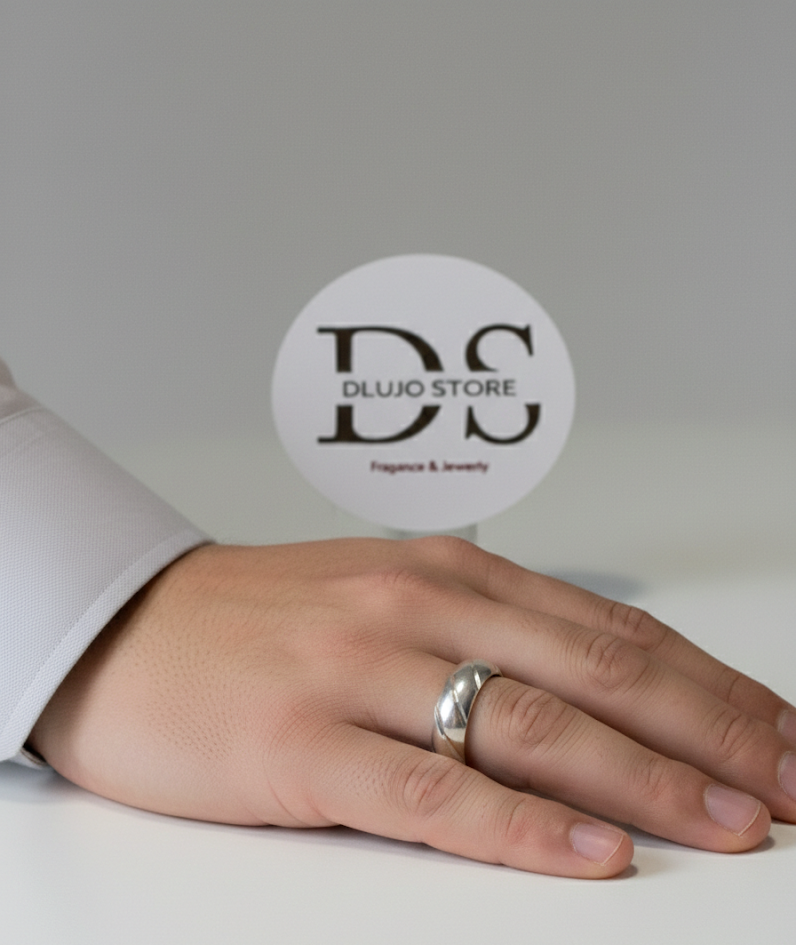 "Striped Finish" Wedding Band in 925 Sterling Silver