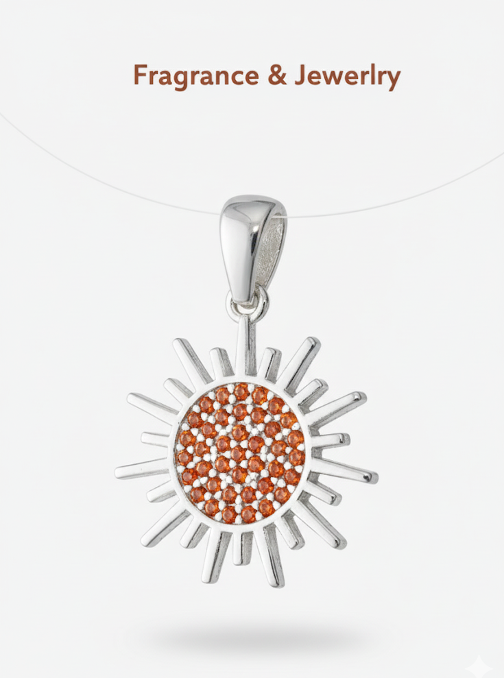 Dije de Sol Radiante en Plata de Ley 925