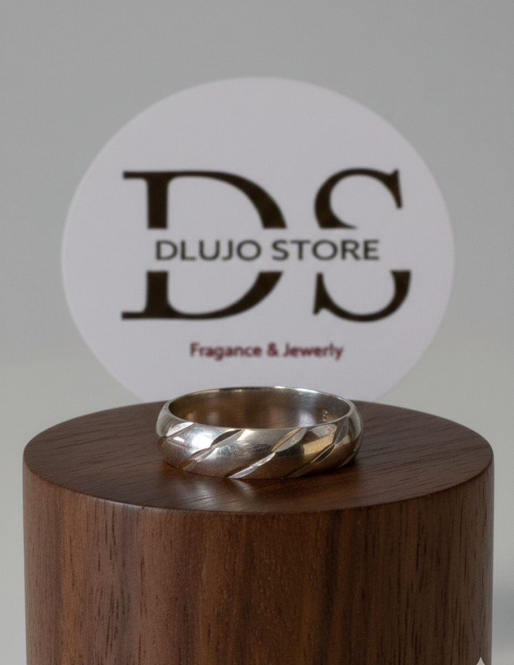 "Striped Finish" Wedding Band in 925 Sterling Silver