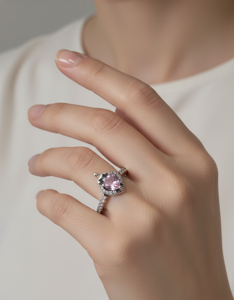 “Queen’s Heart” Ring in Sterling Silver S925