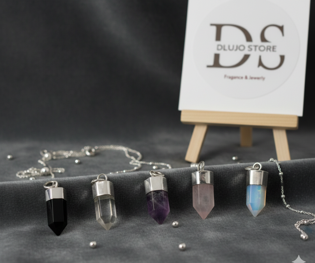 Dijes de Cuarzos Creados en Forma de Péndulo en Plata de Ley 925