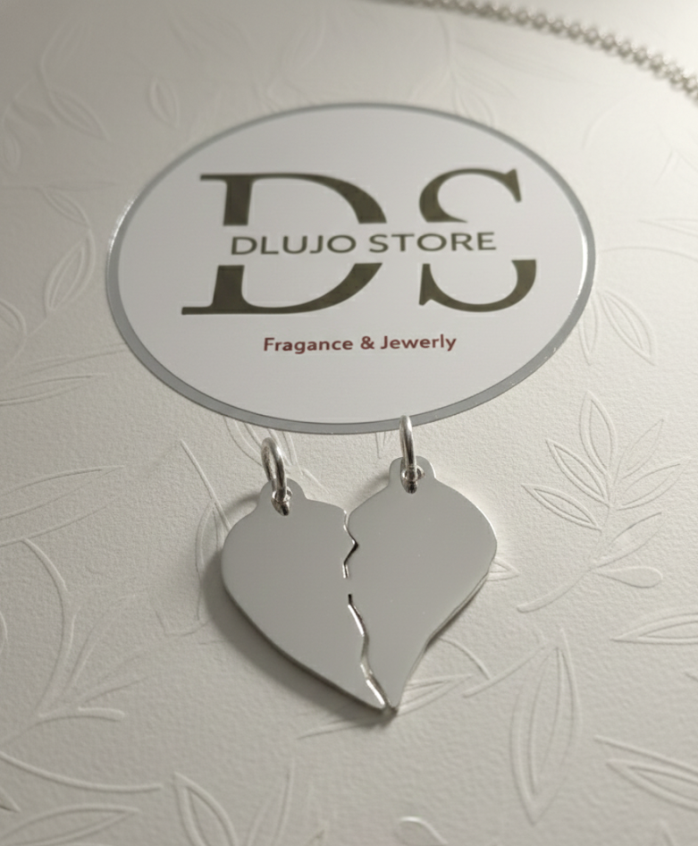 Dije Corazón Dos Mitades “Una Misma Historia” en Plata de Ley 925