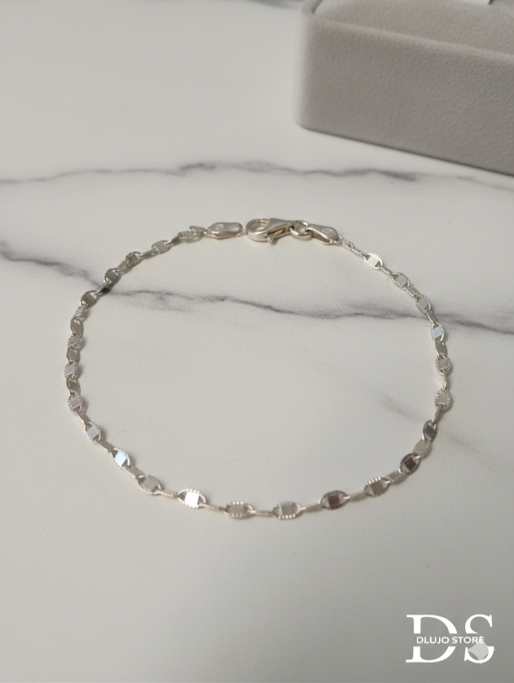 Flat Faceted Sailor Bracelet in 925 Sterling Silver