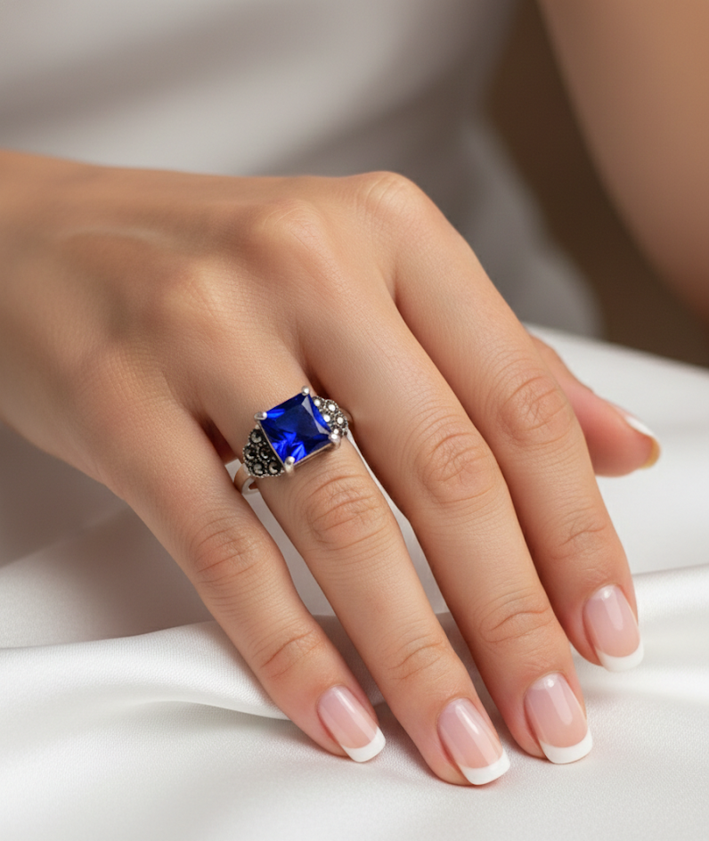 Anillo “Prisma Azul” en Plata de Ley 925