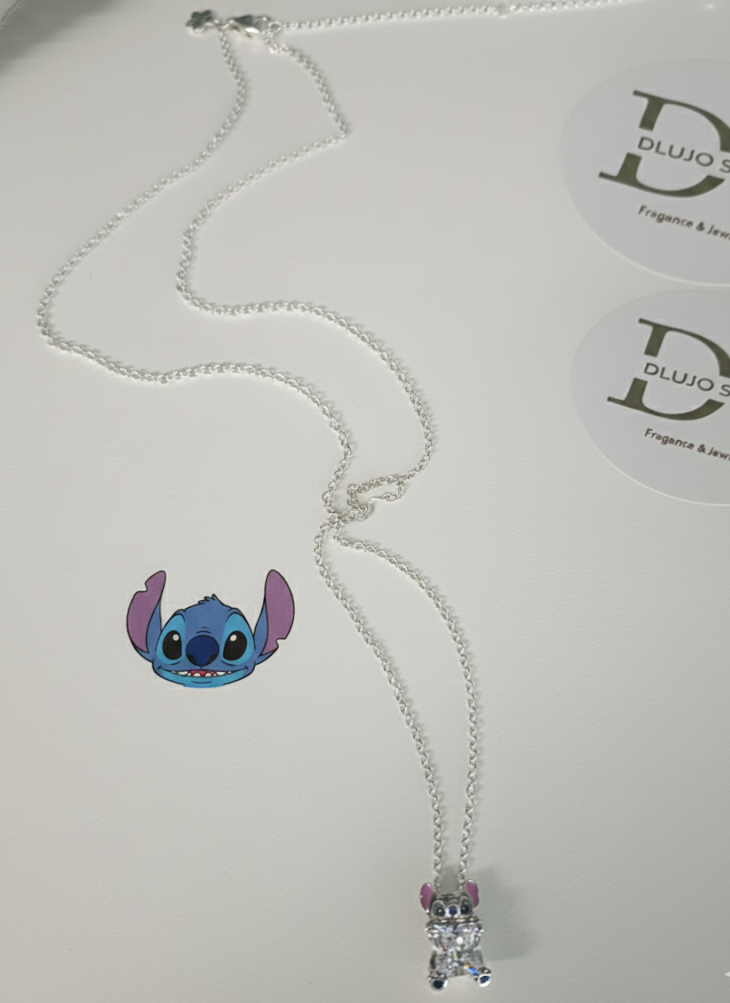 Collar Animado de Stitch con Circonia Brillante en Plata 925