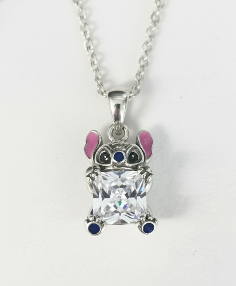 Collar Animado de Stitch con Circonia Brillante en Plata 925