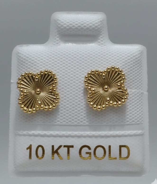Aretes Diseño Trébol Radiante en Oro 10K
