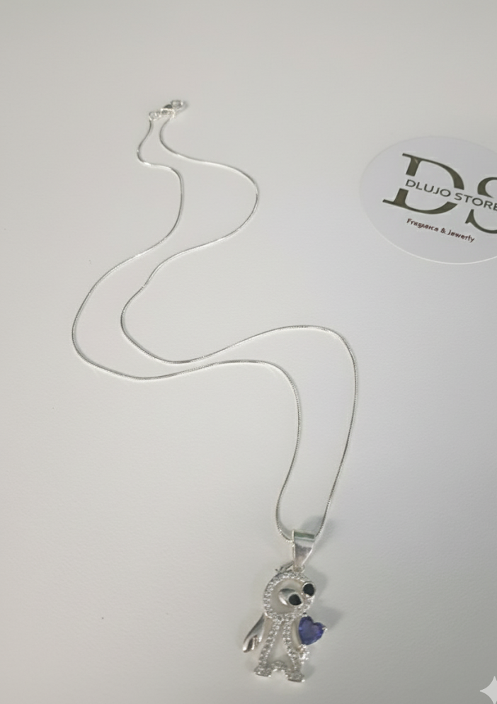 Collar Animado Stitch “Abrazo de Amor” en Plata 925 con Circonias