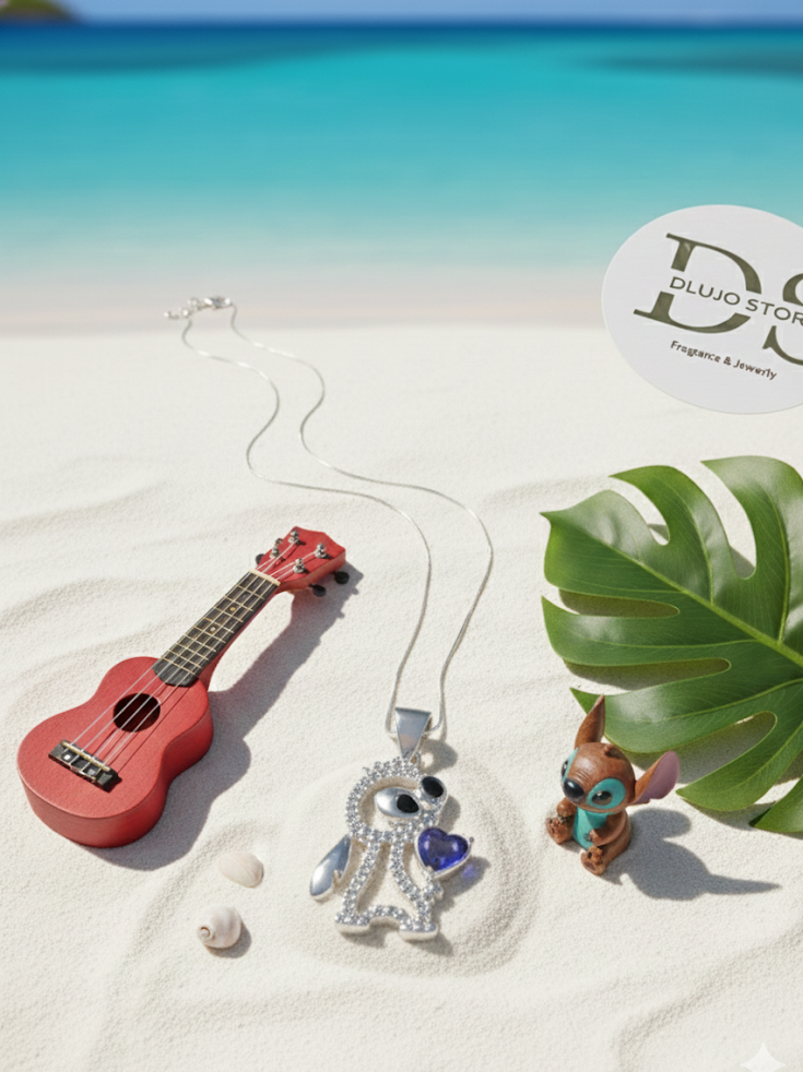 Collar Animado Stitch “Abrazo de Amor” en Plata 925 con Circonias