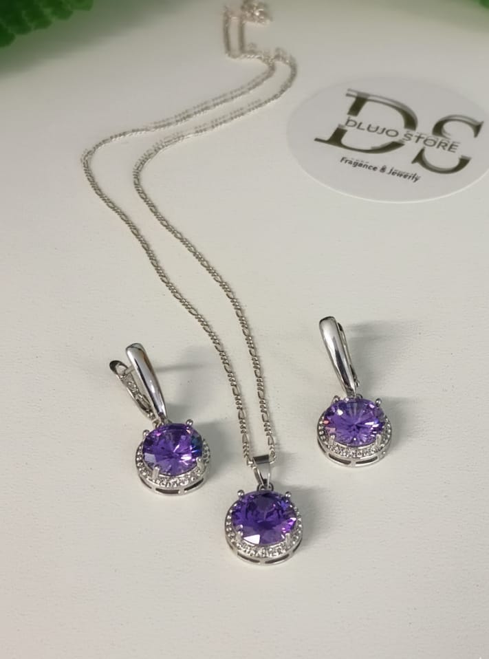 Set de Circonias Púrpura en Plata 925