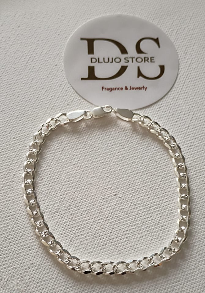 Pulsera Estilo Cubano Diamantado en Plata de Ley 925