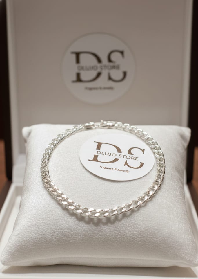 Pulsera Estilo Cubano Diamantado en Plata de Ley 925
