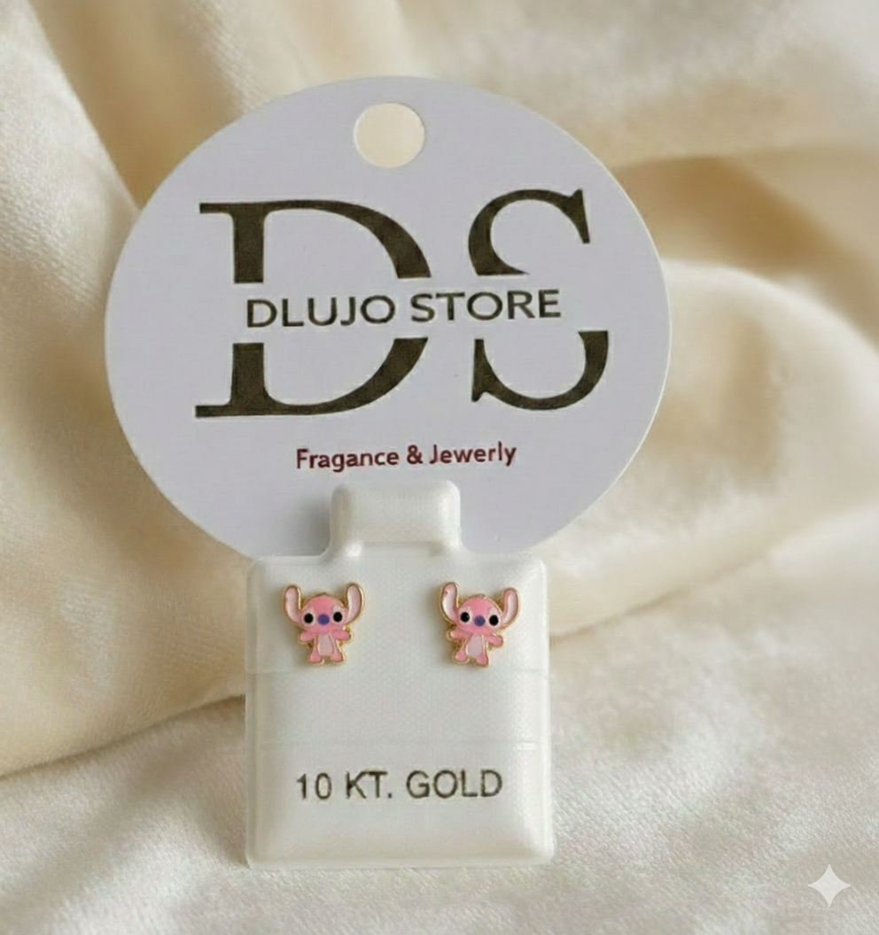 Aretes Diseño Animado Doble en Oro 10K