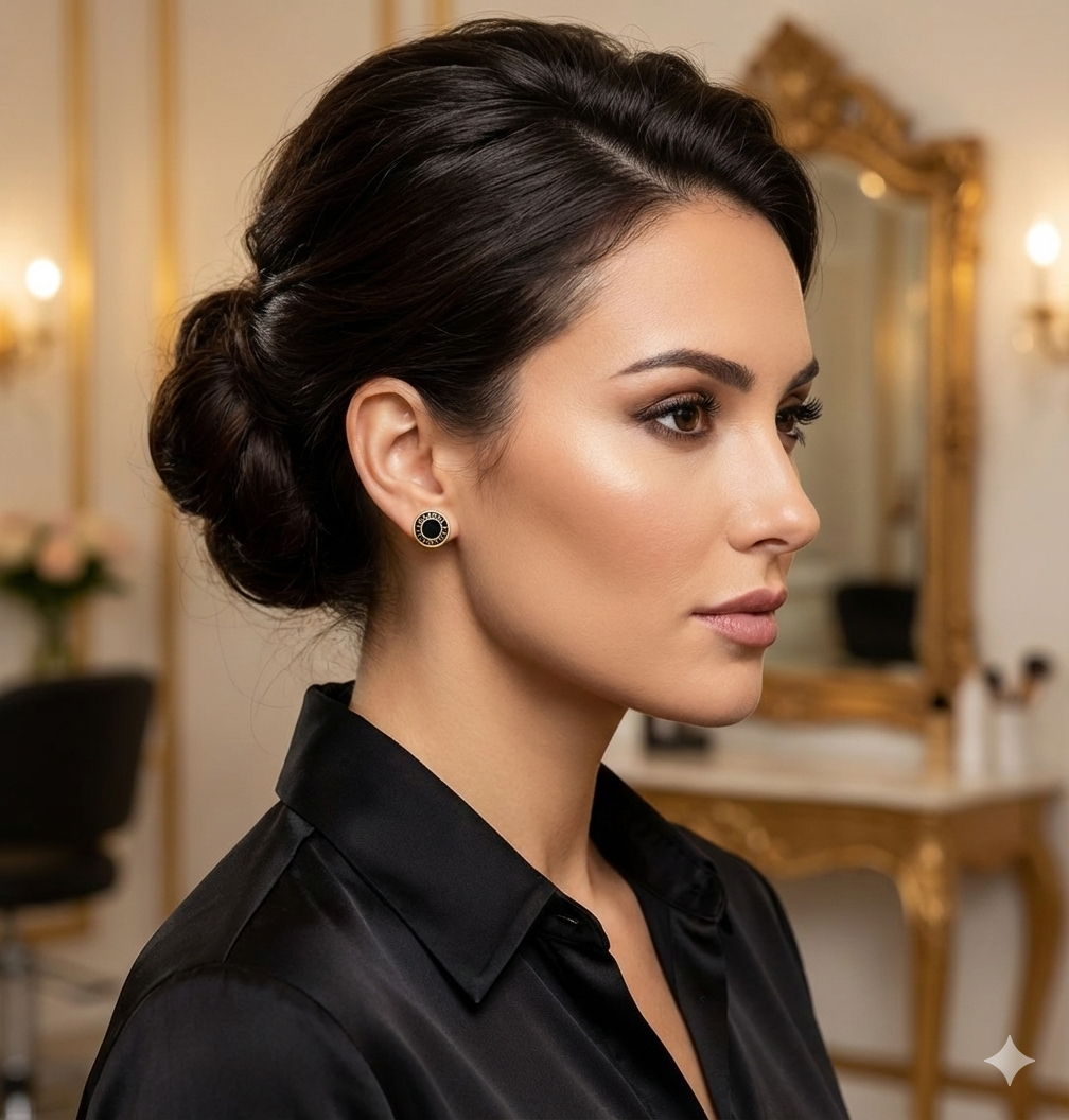 Aretes de Botón Estilo Parisino en Oro 10K