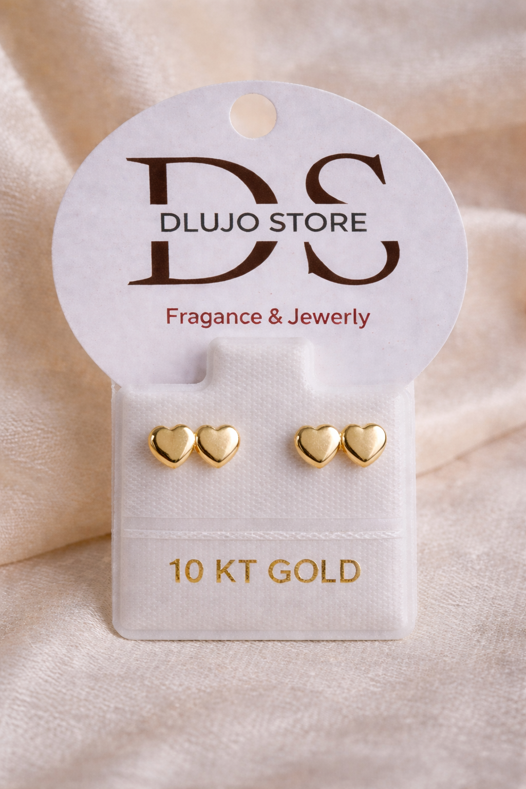 Aretes de Corazón Doble en Oro 10K