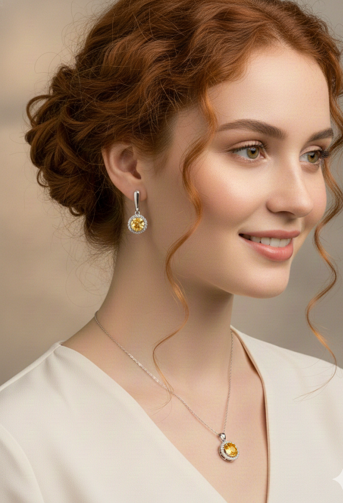 Set de Circonia Amarilla en Plata 925