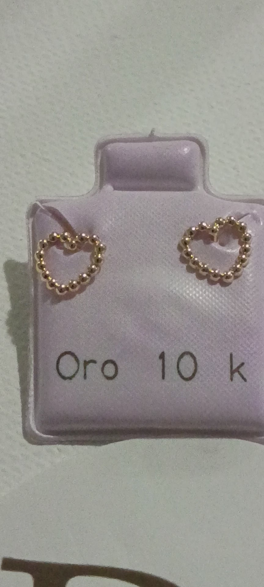 Aretes de Corazón con Circonitas en Oro 10K