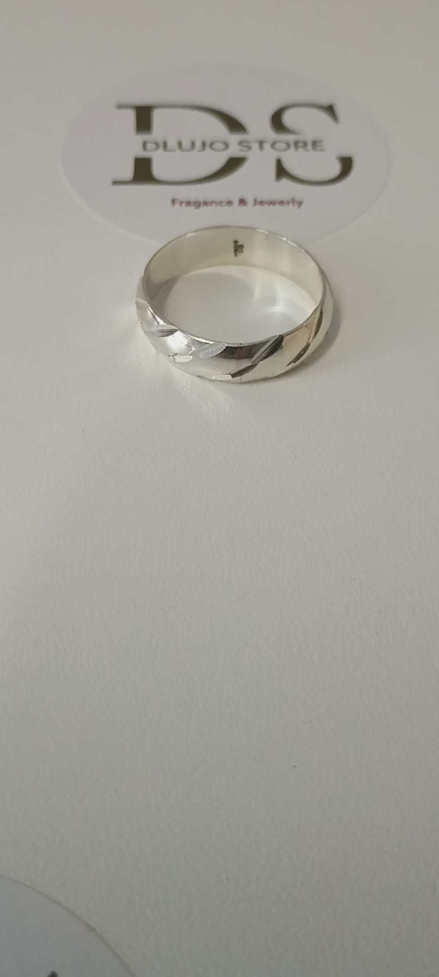 "Striped Finish" Wedding Band in 925 Sterling Silver