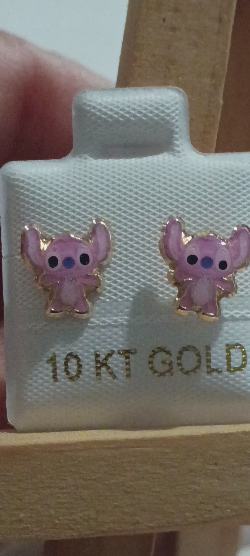 Aretes Diseño Animado Doble en Oro 10K