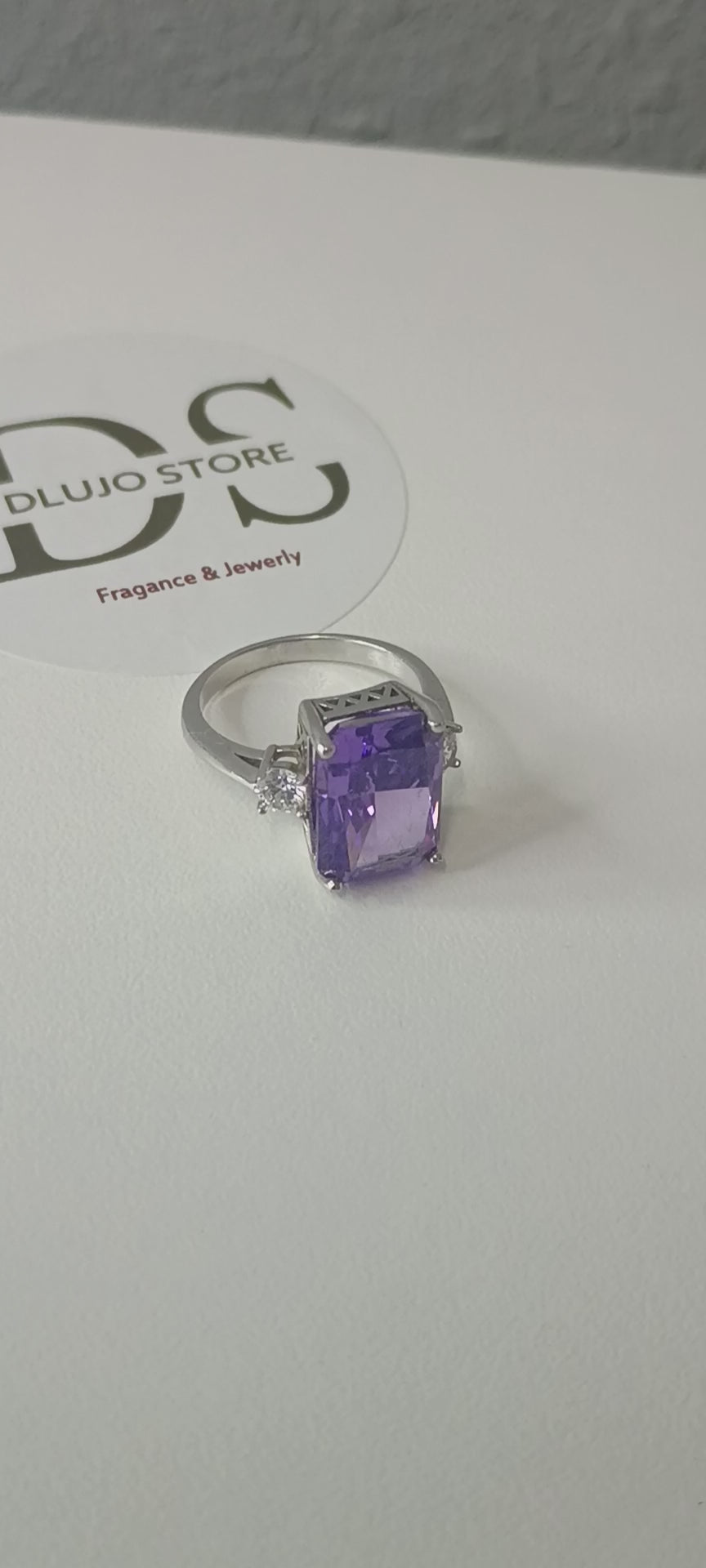 “Rectangular Amethyst” Ring in 925 Turkish Silver