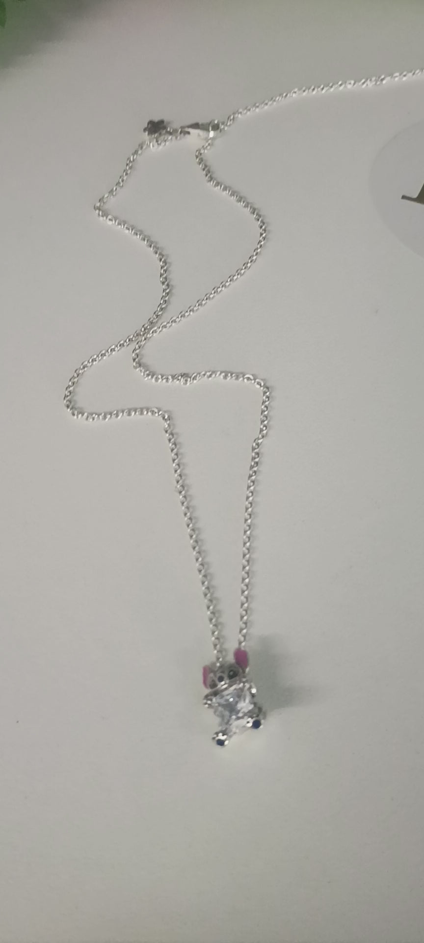 Collar Animado de Stitch con Circonia Brillante en Plata 925