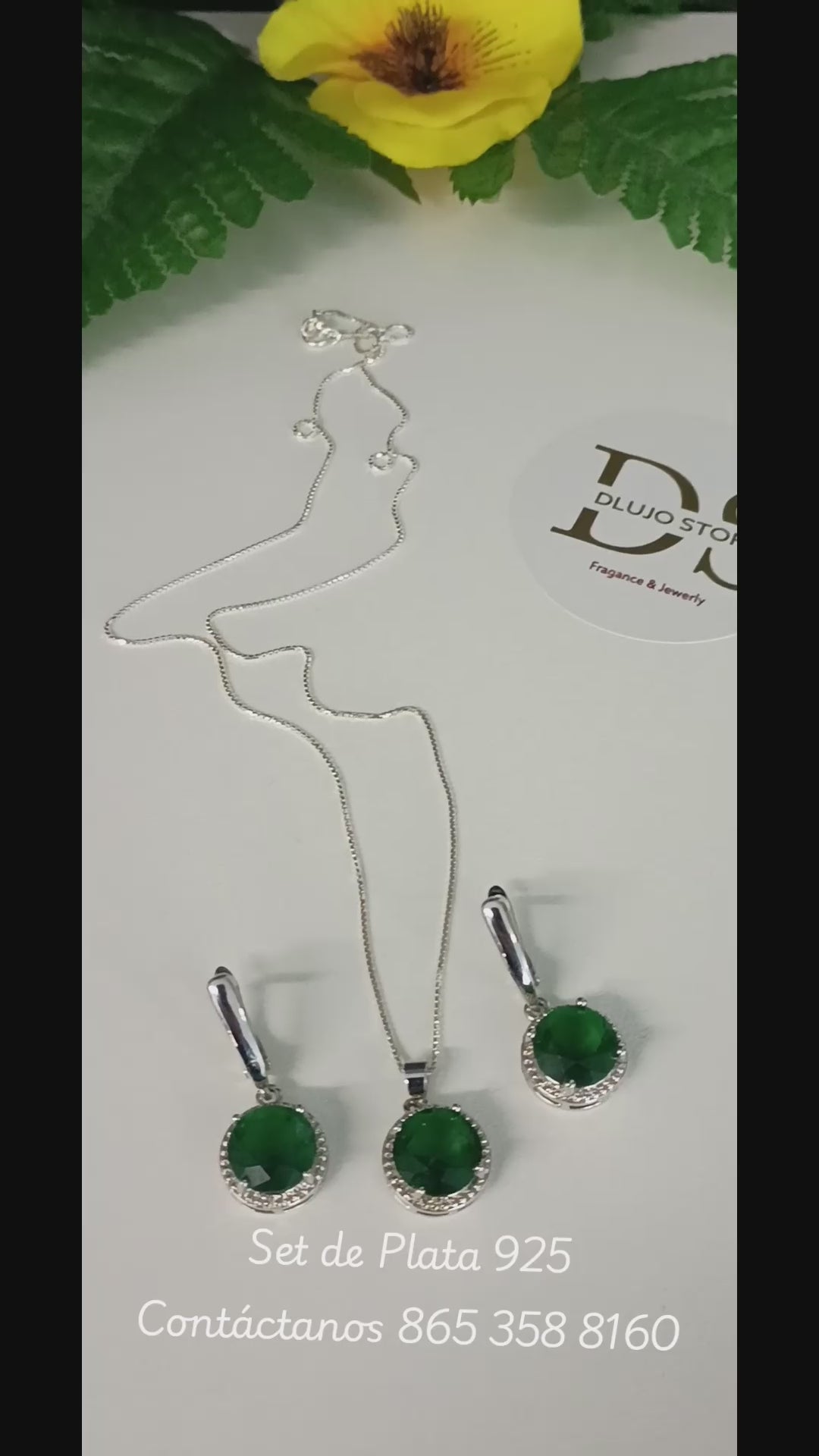 Set de Circonia Verde Esmeralda en Plata 925