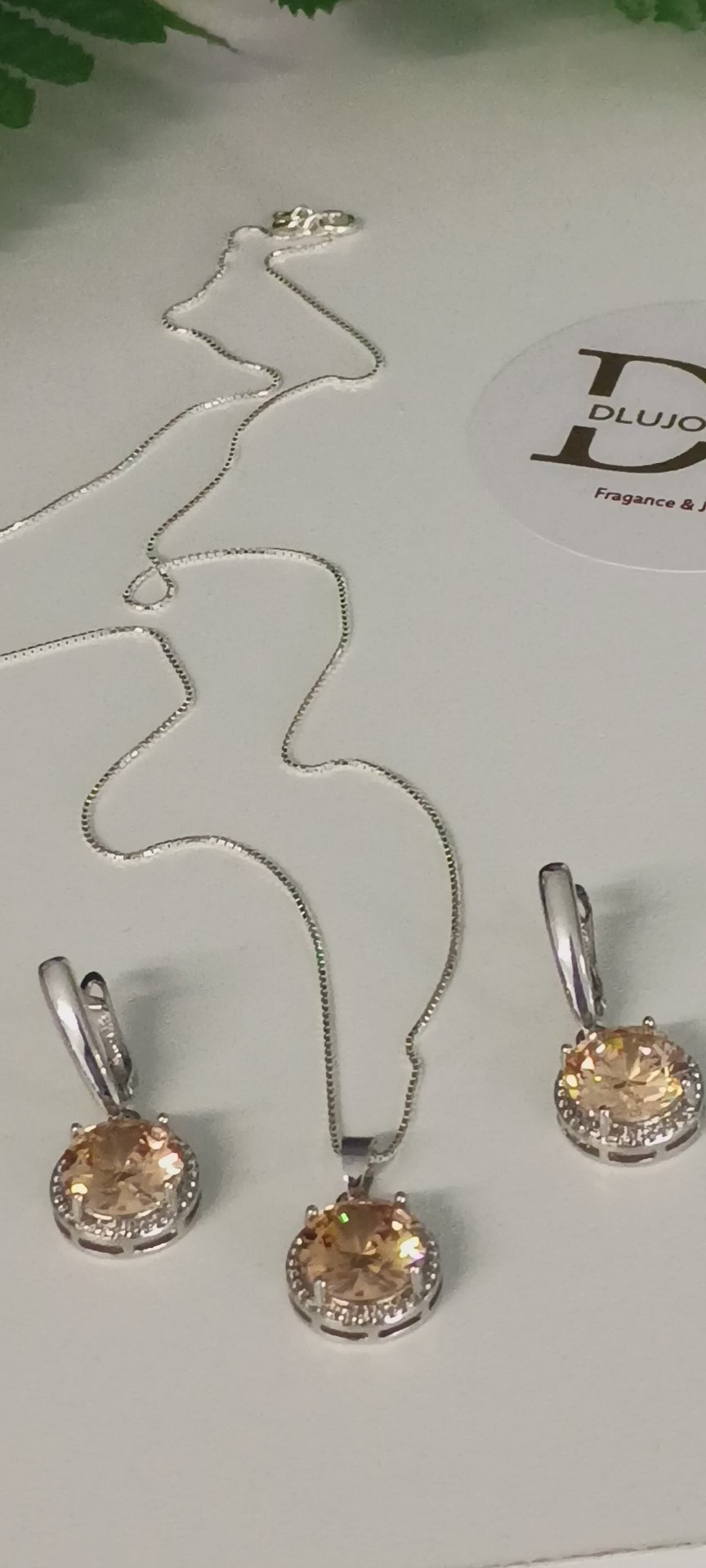 Amber/Champagne Cubic Zirconia Set in 925 Silver