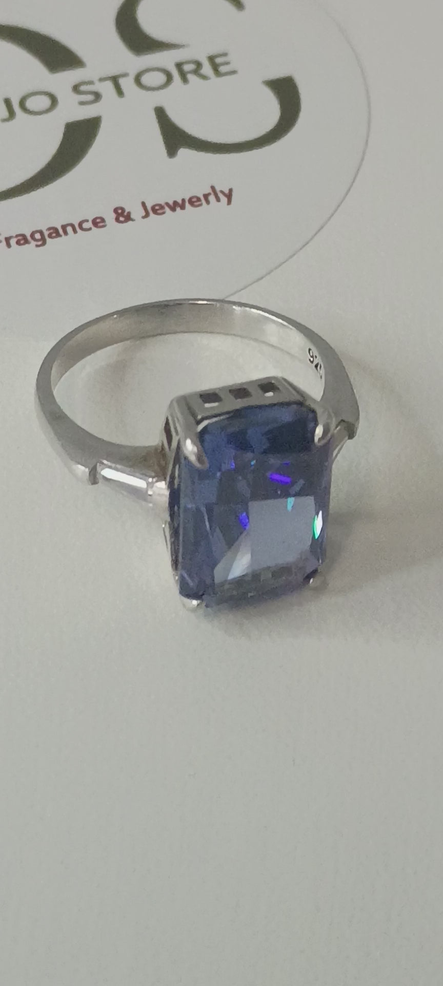 “Blue Rectangular” Ring in 925 Turkish Silver