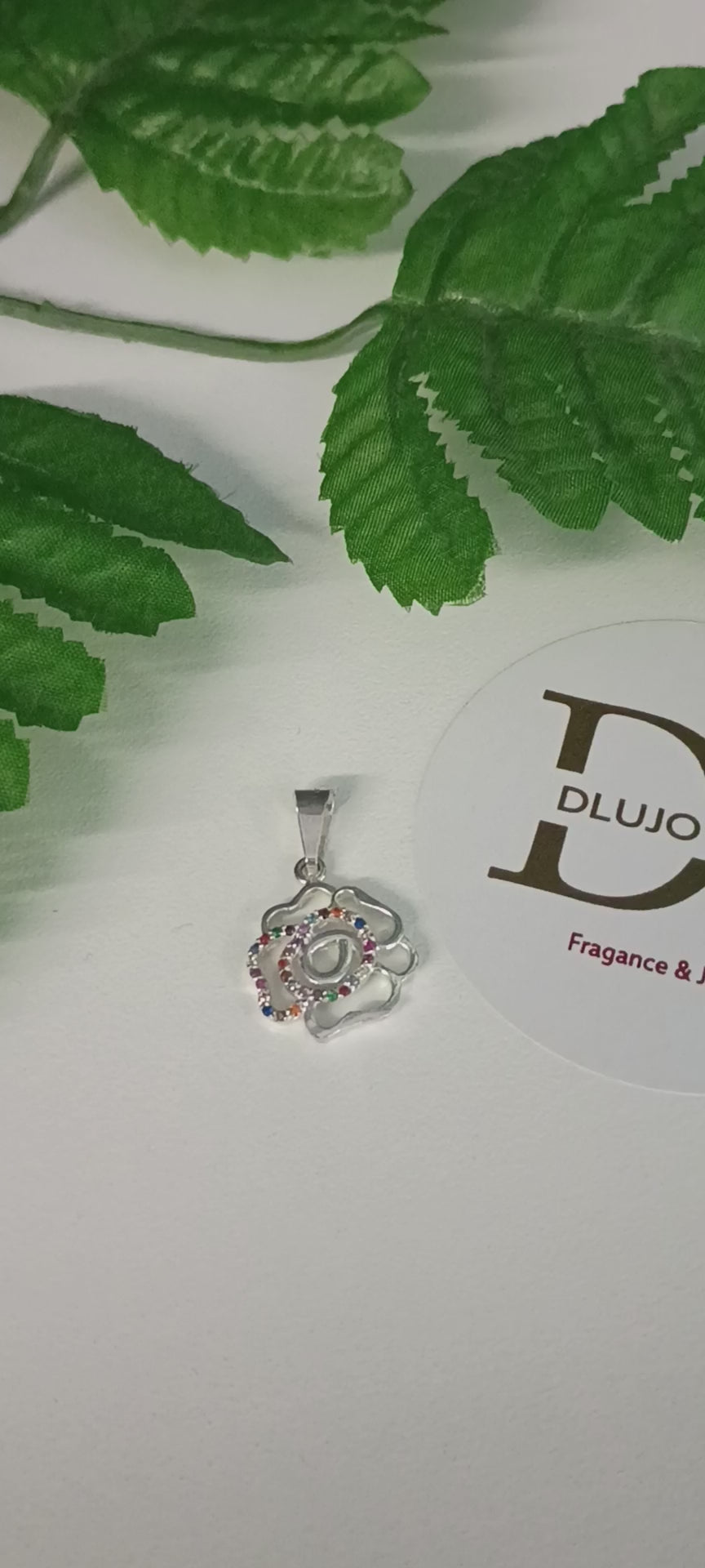 Dije de Rosa Multicolor en Plata 925