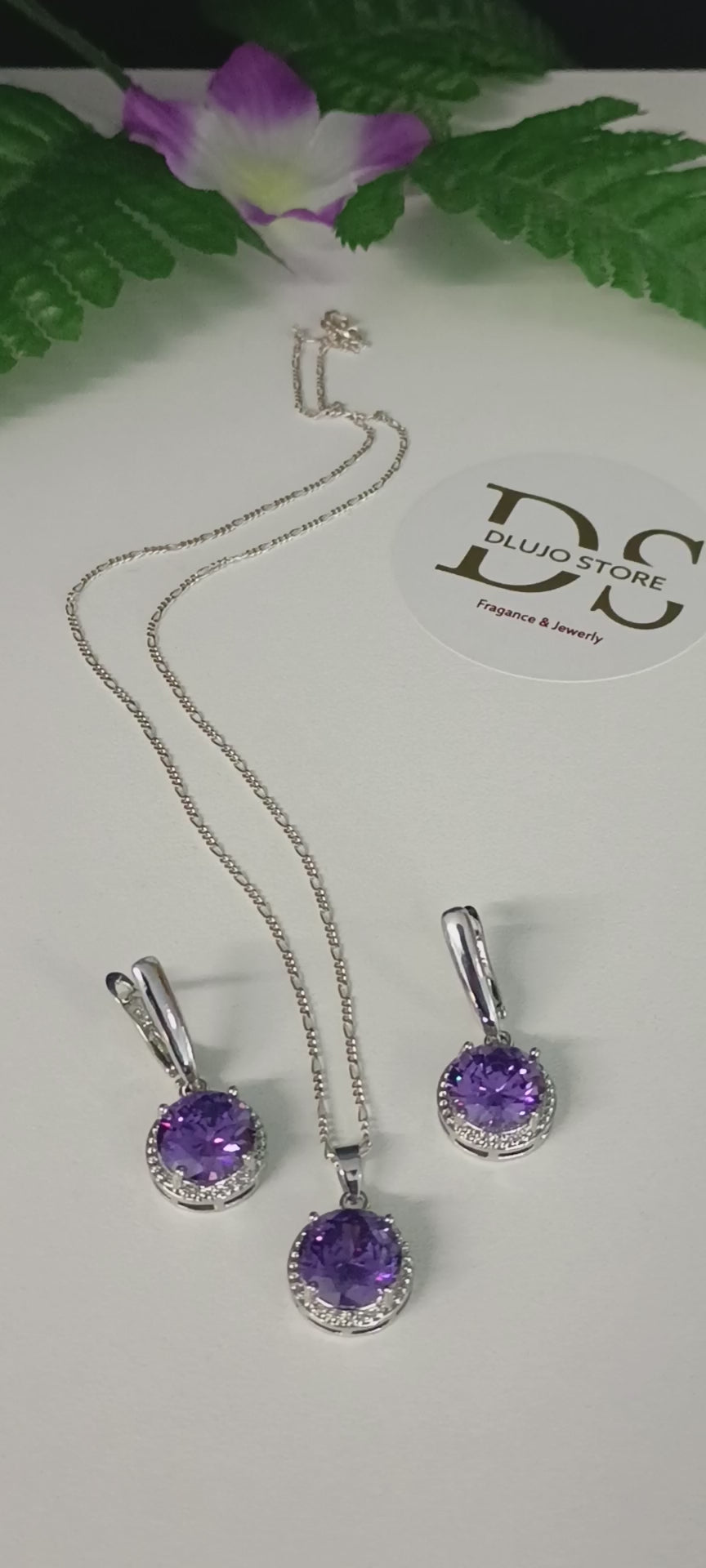 Purple Cubic Zirconia Set in 925 Silver