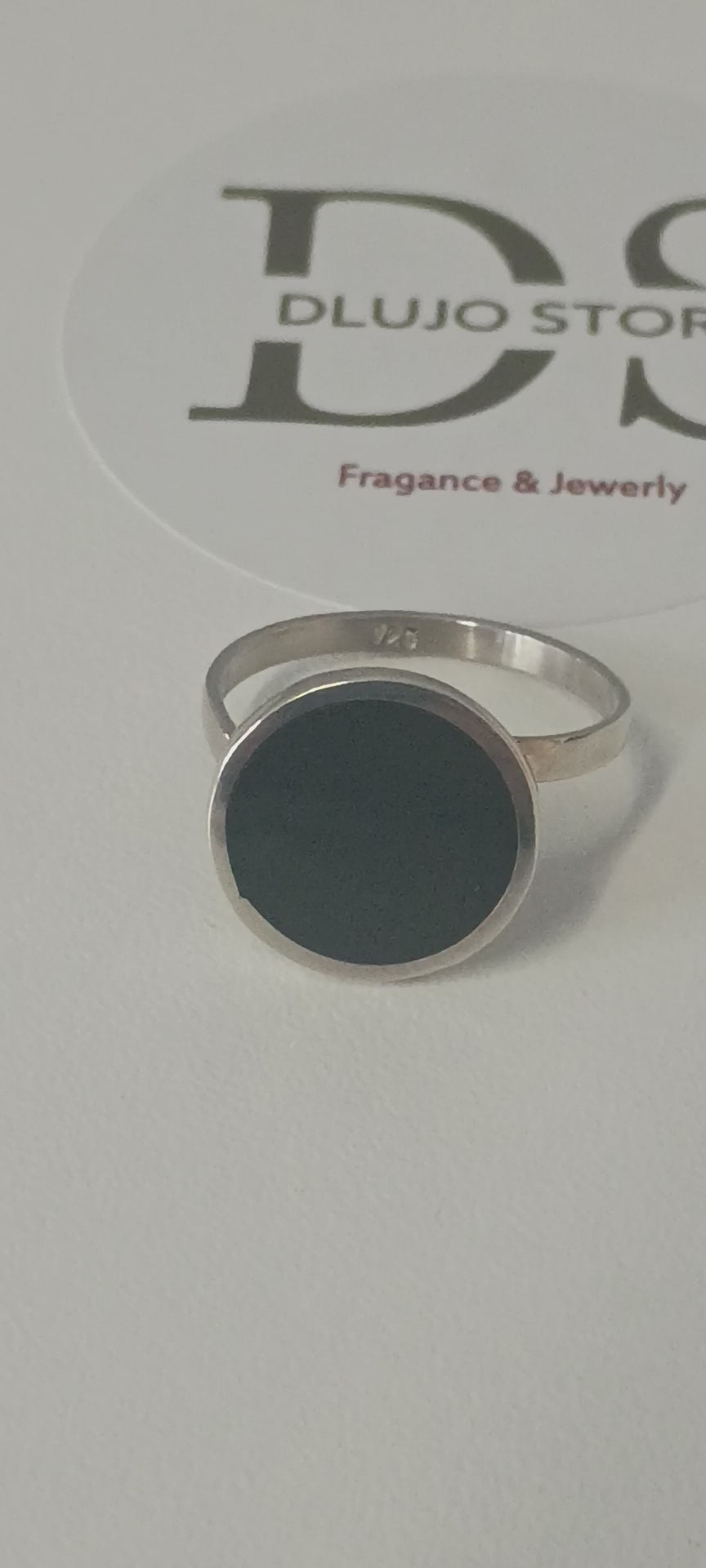 Adjustable “Black Circle” Ring in 925 Sterling Silver